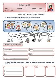 English Worksheet: AFTER SCHOOL ACTIVITIES