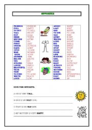 English Worksheet: OPPOSITES