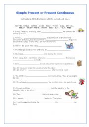 English Worksheet: Simple Present or Present Continuous