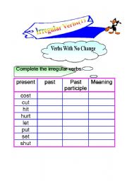 English worksheet: Irregular Verbs