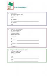 English Worksheet: Order the dialogues