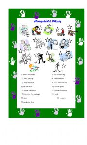 English Worksheet: HOUSEHOLD CHORES