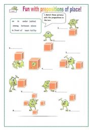 English Worksheet: Fun with preposiitions of place