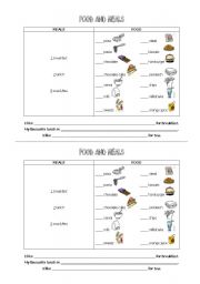 English worksheet: Food and meals