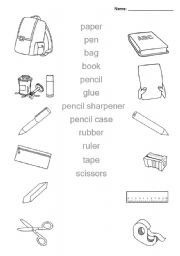 Classroom objects (pen, pencil, paper, etc)