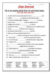 English Worksheet: Cloze