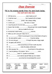 English Worksheet: Cloze 2