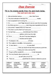 English Worksheet: Cloze