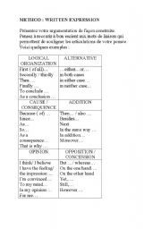 English worksheet: Written expression / Written expression / Link words