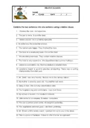 Grammar Worksheet - Relative Clauses