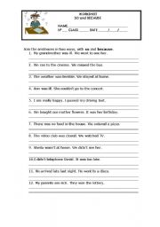 English Worksheet: Grammar worksheet - so and because