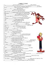 English Worksheet: simple past- simple present- present continuous-correct tense exercises