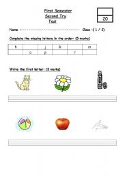 English worksheet: test  alphabet 