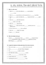 English Worksheet: a, an, the, some  and plural form