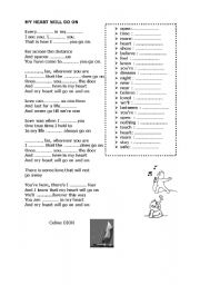 English Worksheet: MY HEART WILL GO ON