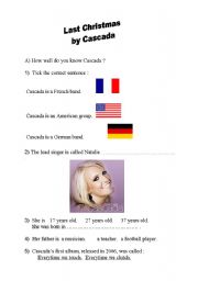 English Worksheet: Last Christmas video work