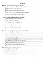 English Worksheet: relative clauses