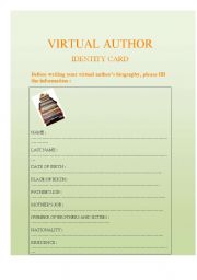 English Worksheet: VIRTUAL AUTHORS ID