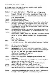 English Worksheet: PART  2  PLAY  HANSEL  AND GRETEL