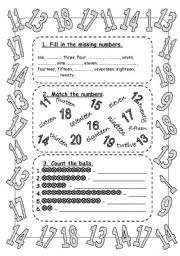 English Worksheet: Numbers