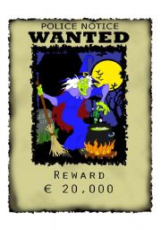 English Worksheet: Wanted Witch