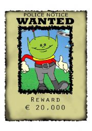 English Worksheet: Wanted Alien