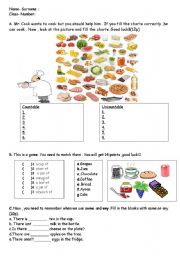 English Worksheet: a worksheet about coutable uncountables1