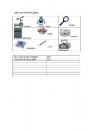 English worksheet: how much.....?