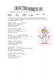 English worksheet: from this moment on song