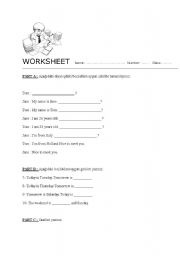 English worksheet: worksheet on introducing