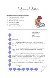 English Worksheet: Informal letter writing