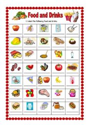 English Worksheet: Food and Drinks