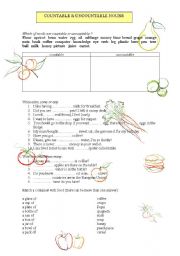 English Worksheet: Countable&uncountable nouns