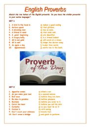 English Worksheet: English proverbs