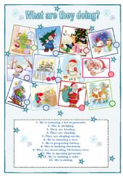English Worksheet: What are they doing during Christmas?