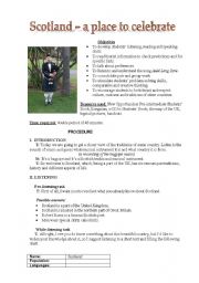 English Worksheet: Scotland- a place to celebrate