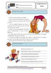 English Worksheet: Sports and Simple Present WS