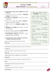 English Worksheet: Concessive Clauses  -- Exercises