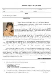 English Worksheet: Angelina Jolie - life and career (reading tasks and grammar exercises)