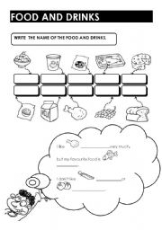 English Worksheet: FOOD AND DRINKS 