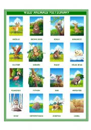 English Worksheet: WILD ANIMALS PICTIONARY II