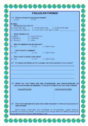 English Worksheet: Cellular phones