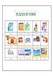English Worksheet: places in town