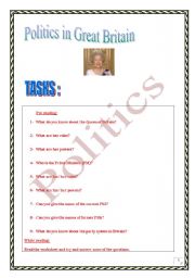 English Worksheet: Politics in Great Britain (3 pages. different skills & tasks)