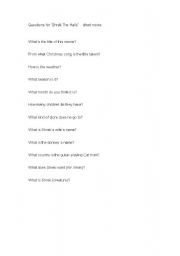 English Worksheet: Questions for Shrek The Halls short movie