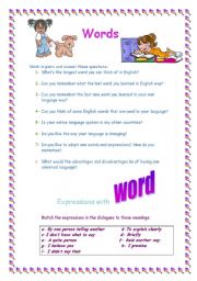English worksheet: Words