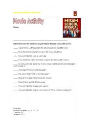 English Worksheet: High School Musical Movie Activity