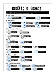 English Worksheet: make an avatars face