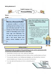 English Worksheet: Writing a Personal Profile