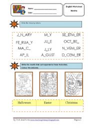 English Worksheet: Months and festivities